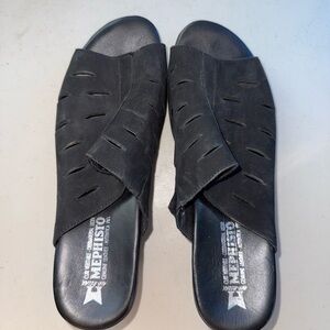 Mephisto Black Slide Sandals